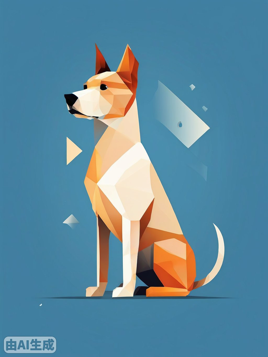 具有简单几何形状的抽象简单极简主义图像,狗形的抽象背景:矢量风格