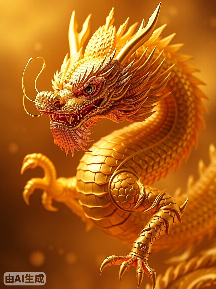金色龙，金色，富丽堂皇，中国龙，中国元素，霸气十足。